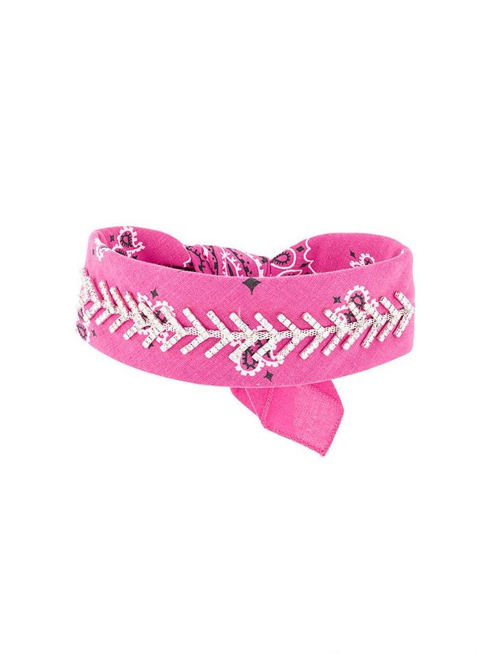 Fallon Jewel Embellished Bandana Choker - Pink