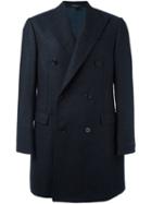 Corneliani Double Breasted Buttoned Coat, Men's, Size: 50, Black, Virgin Wool/viscose