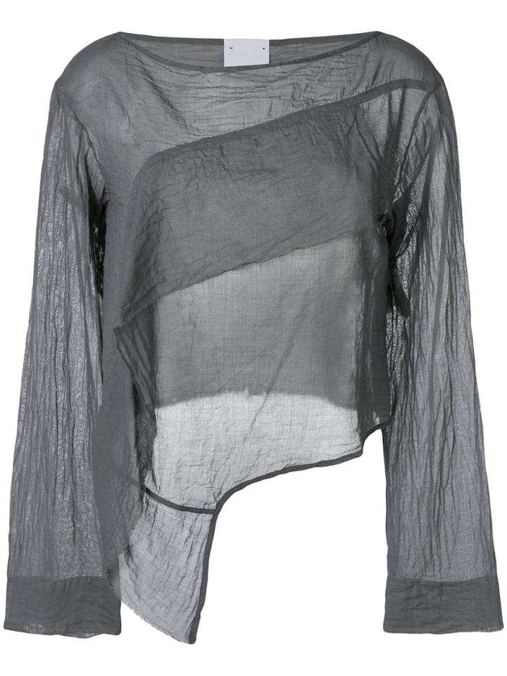 Lost & Found Rooms Long-sleeve Draped Blouse - Grey