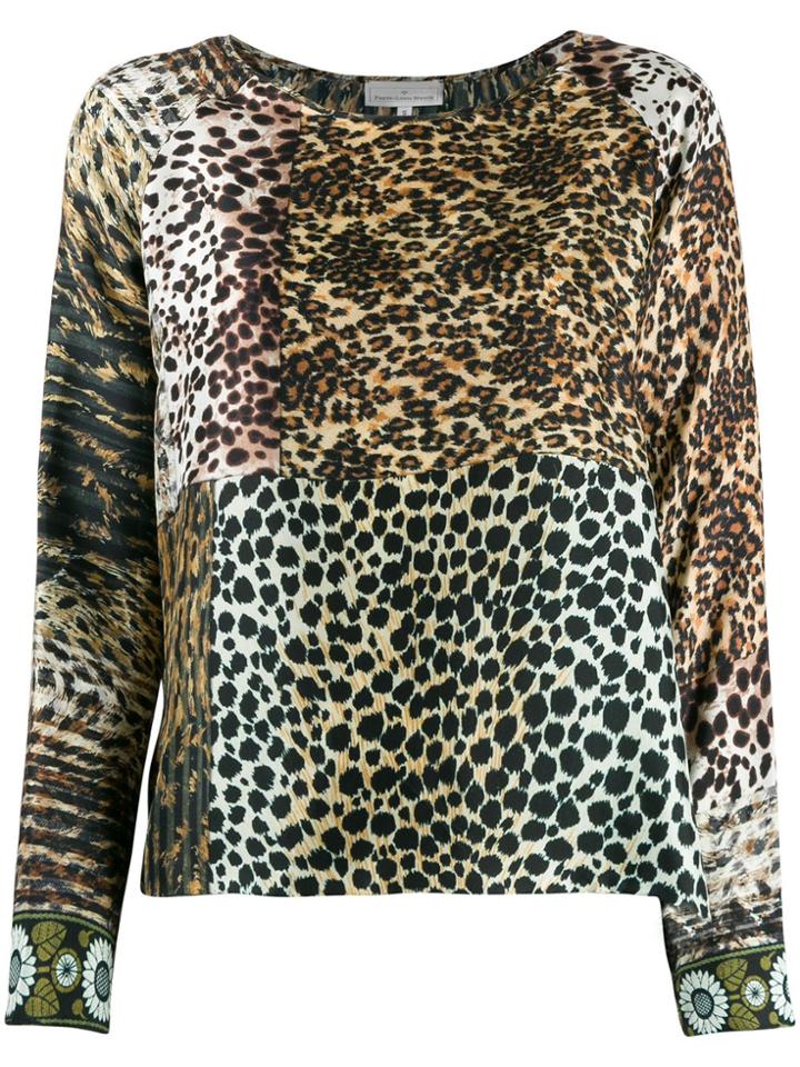 Pierre-louis Mascia Animal Print Mix Top - Brown