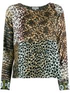 Pierre-louis Mascia Animal Print Mix Top - Brown