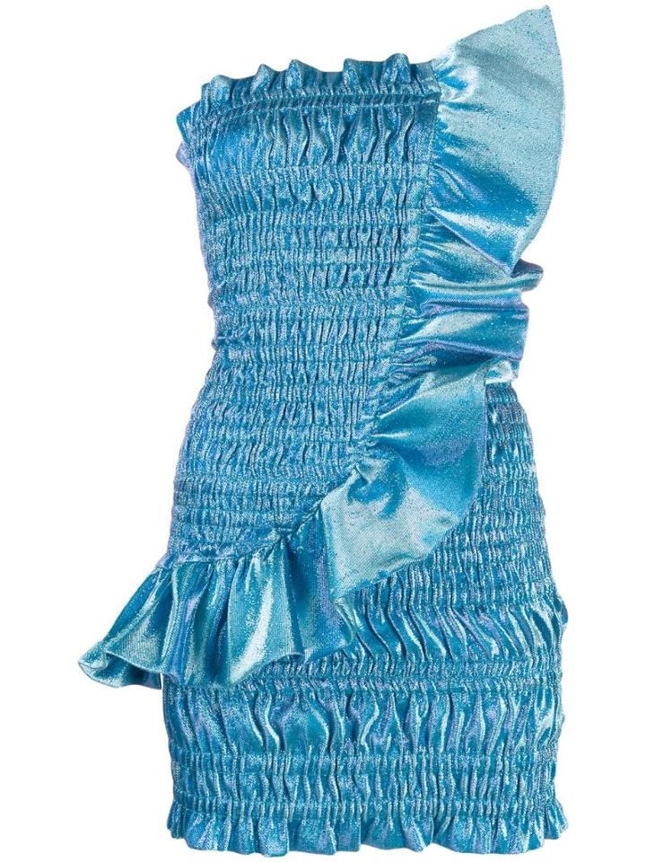 Area Strapless Ruched Dress - Blue