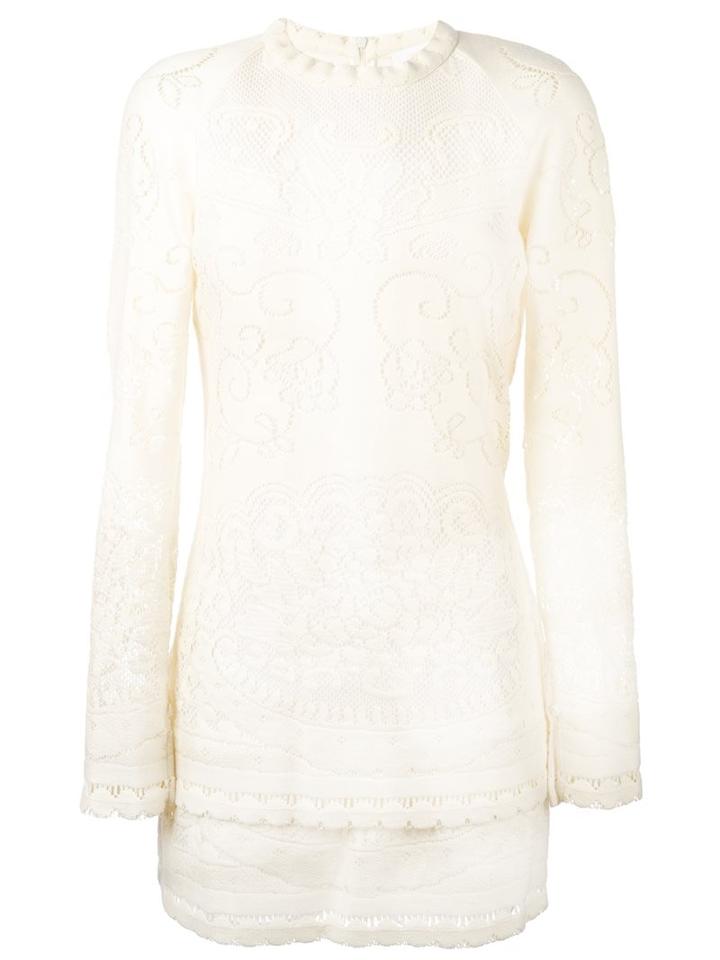 See By Chloé Doily Effect Mini Dress, Women's, Size: 36, Nude/neutrals, Cotton/polyester/polyamide/spandex/elastane