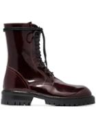 Ann Demeulemeester Burgundy 50 Lace-up Leather Boots - Red