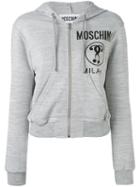 Moschino - Cropped Logo Hooded Top - Women - Polyester/viscose - 38, Grey, Polyester/viscose