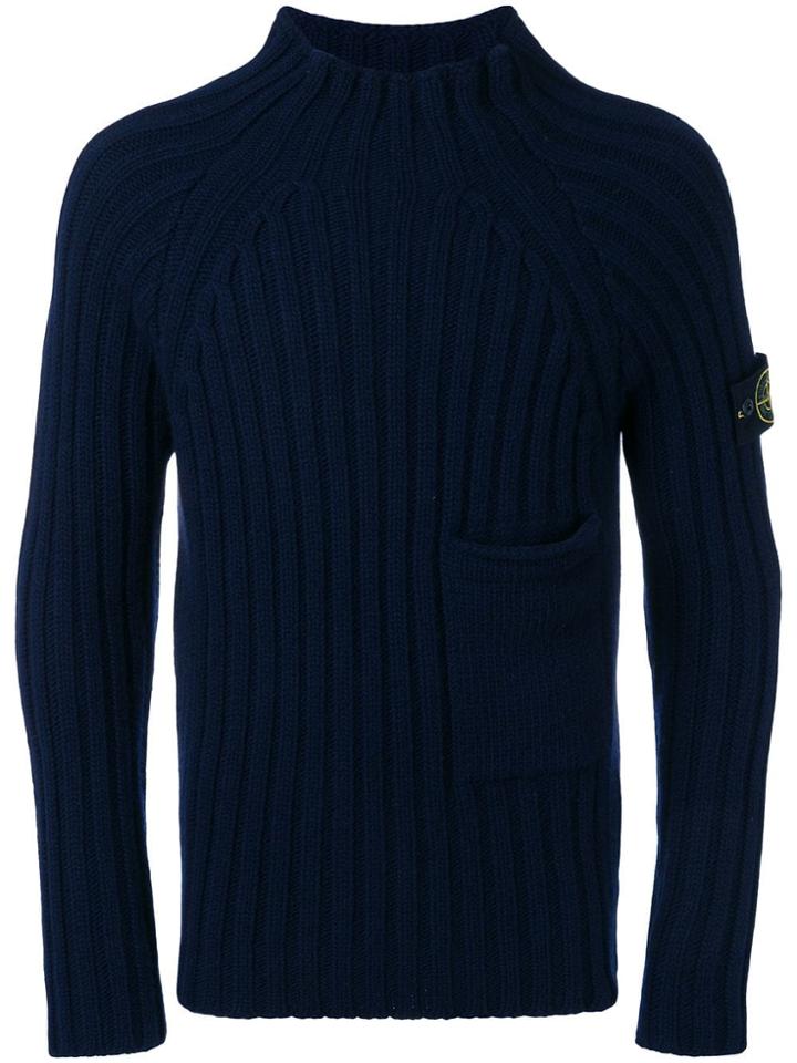 Stone Island Chunky Knit Jumper - Blue