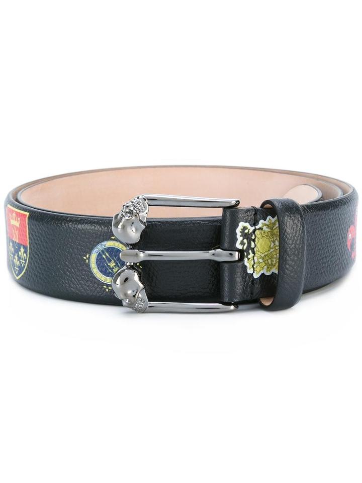 Alexander Mcqueen Printed Belt, Men's, Size: 85, Black, Leather