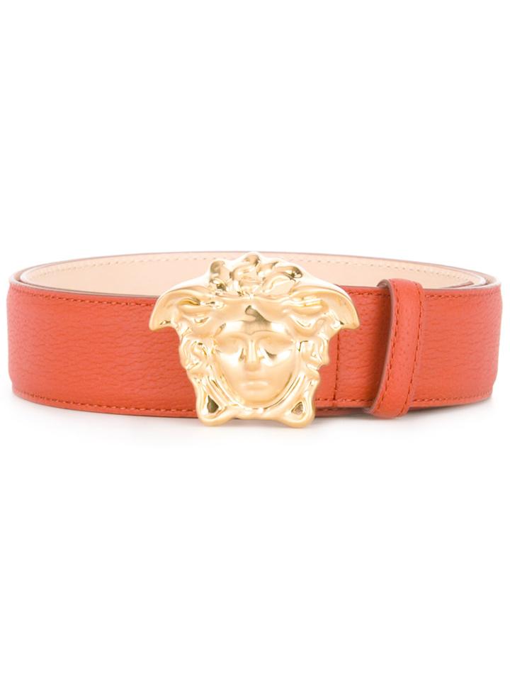 Versace - Palazzo Medusa Belt - Men - Calf Leather/metal - 85, Yellow/orange, Calf Leather/metal