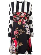 Msgm Panelled Printed Dress, Women's, Size: 46, Black, Polyester/viscose