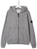 Stone Island Junior Logo Zipped Hoody - Grey