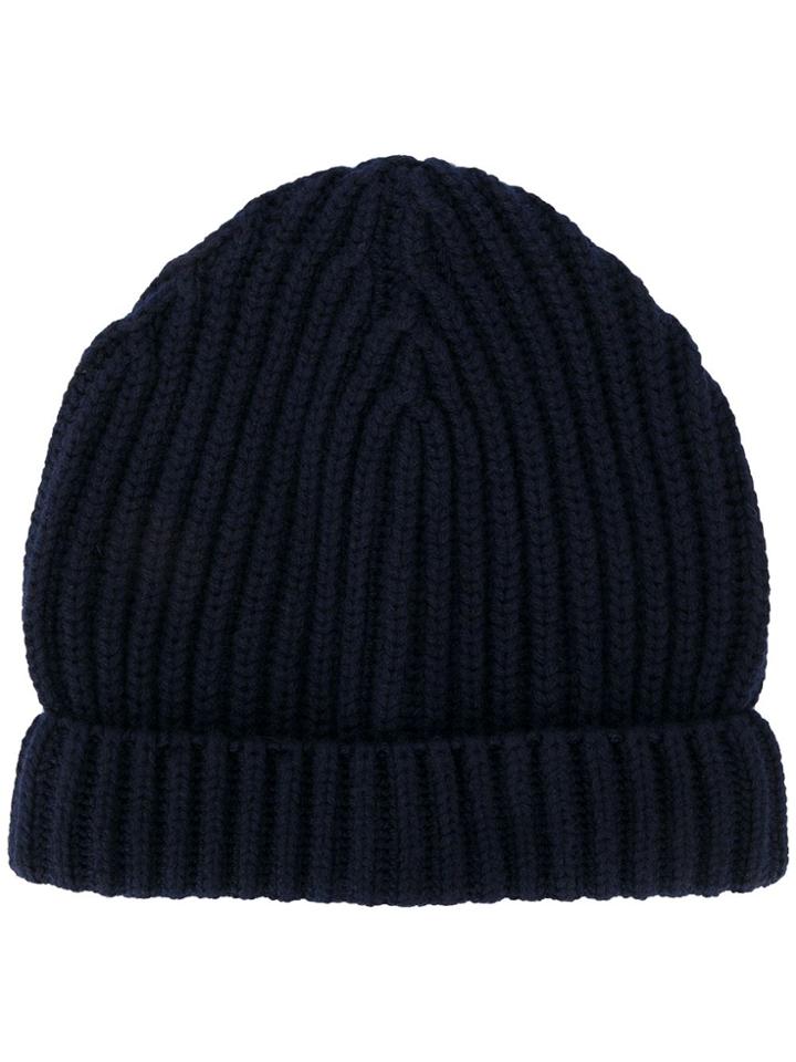 Zanone Chunky Ribbed Beanie - Blue