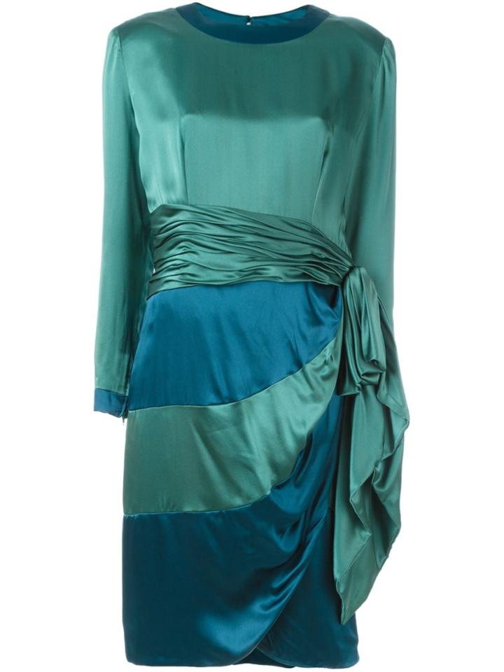 Jean Louis Scherrer Vintage Draped Panel Dress - Green