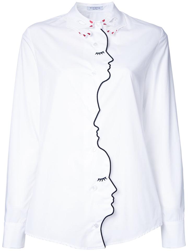 Vivetta Face Shapes Shirt, Size: 42, White, Cotton