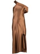 Cushnie Asymmetric Off Shoulder Dress - Brown