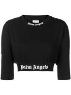 Palm Angels Cropped Jersey Sweater - Black