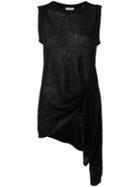 Brunello Cucinelli Ruched Detail Vest Top, Women's, Size: Large, Black, Linen/flax/silk/polyamide