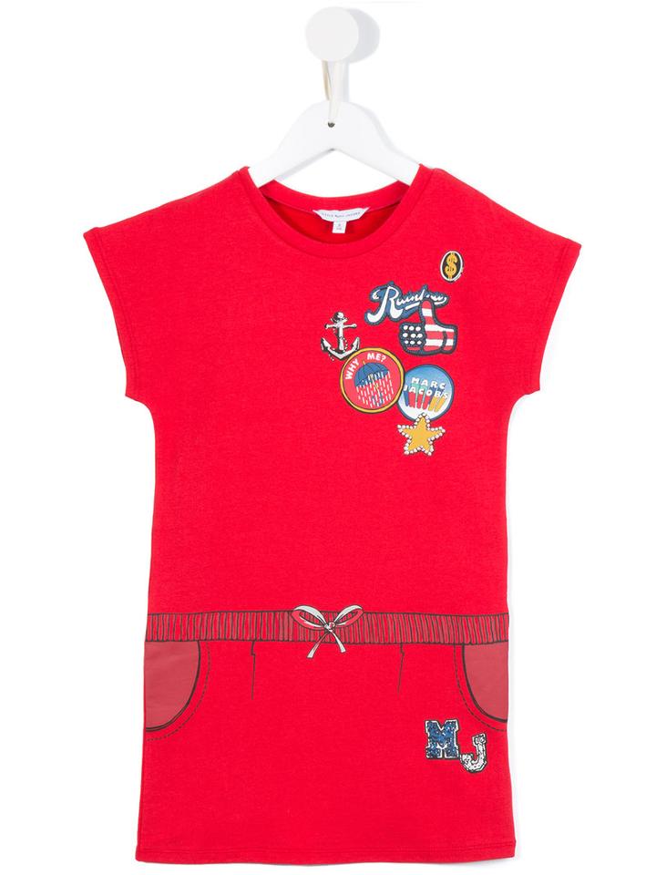 Little Marc Jacobs Patch Style Print Dress, Girl's, Size: 10 Yrs, Red