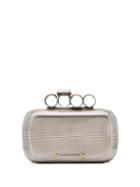 Alexander Mcqueen Mechanical Four Ring Clutch Bag - Silver