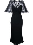 Self-portrait - Lace Panel Dress - Women - Polyester/polyimide - 14, Black, Polyester/polyimide
