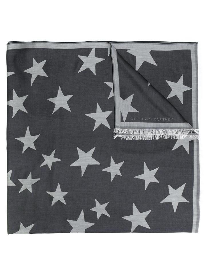 Stella Mccartney - Star Print Scarf - Women - Silk/modal - One Size, Grey, Silk/modal