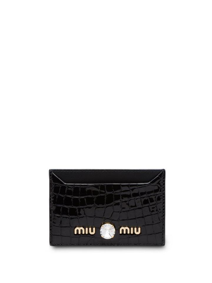 Miu Miu Crocodile-print Cardholder - Black