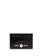 Miu Miu Crocodile-print Cardholder - Black