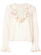 See By Chloé Ruffled Peasant Blouse - Nude & Neutrals