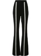 Jonathan Simkhai Stripe Detail Flared Trousers, Women's, Size: 4, Black, Polyester/spandex/elastane