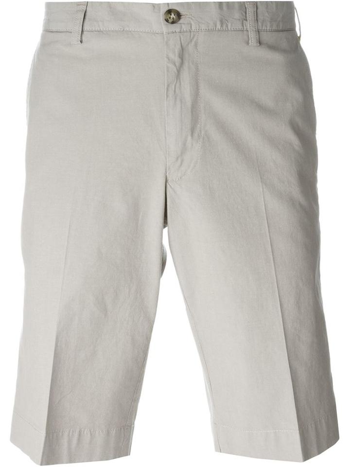 Canali Chino Shorts, Men's, Size: 48, Grey, Cotton/rubber