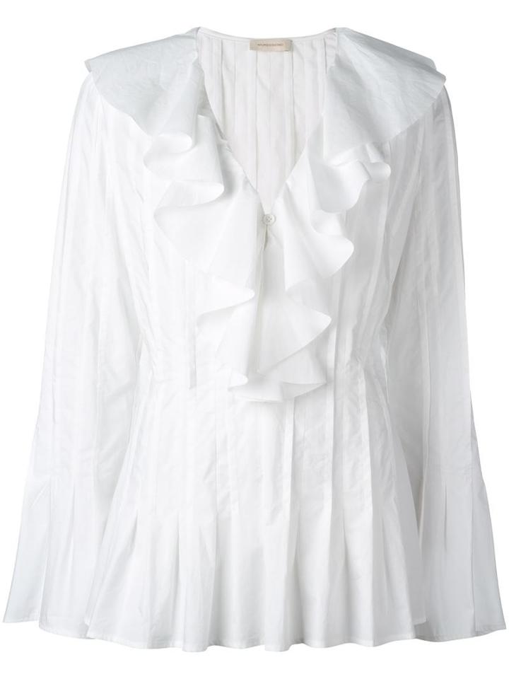 Wunderkind Pleated Flared Blouse, Women's, Size: 42, White, Cotton