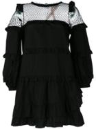 No21 Sheer Ruffled Shift Dress - Black