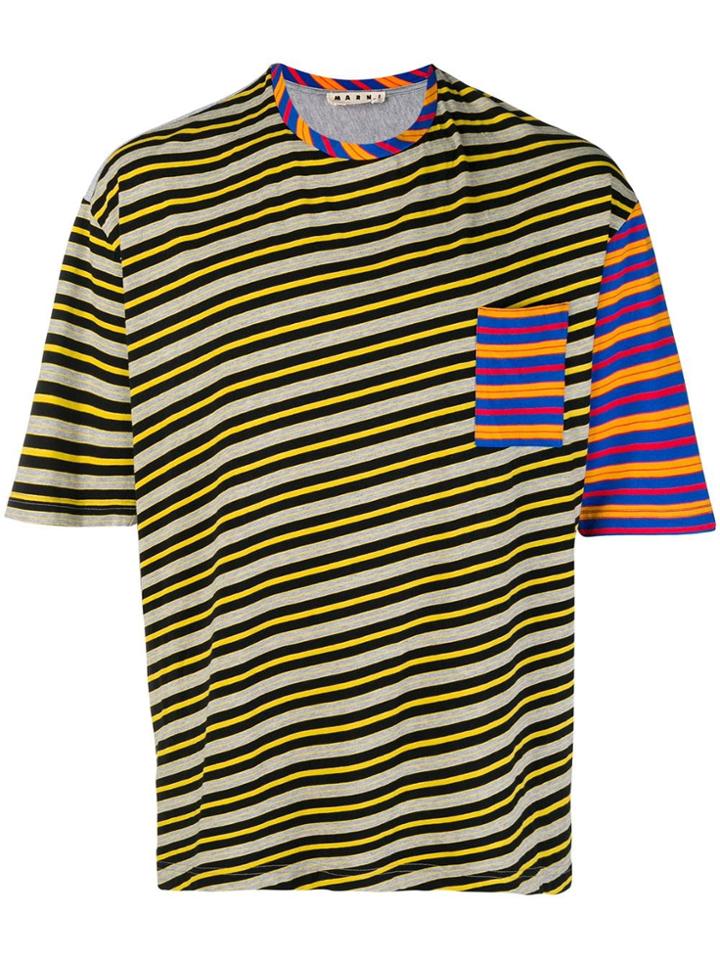 Marni Striped Print T-shirt - Yellow