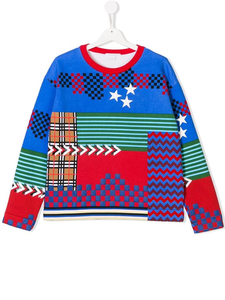 Burberry Kids Teen Graphic Print Top - Blue