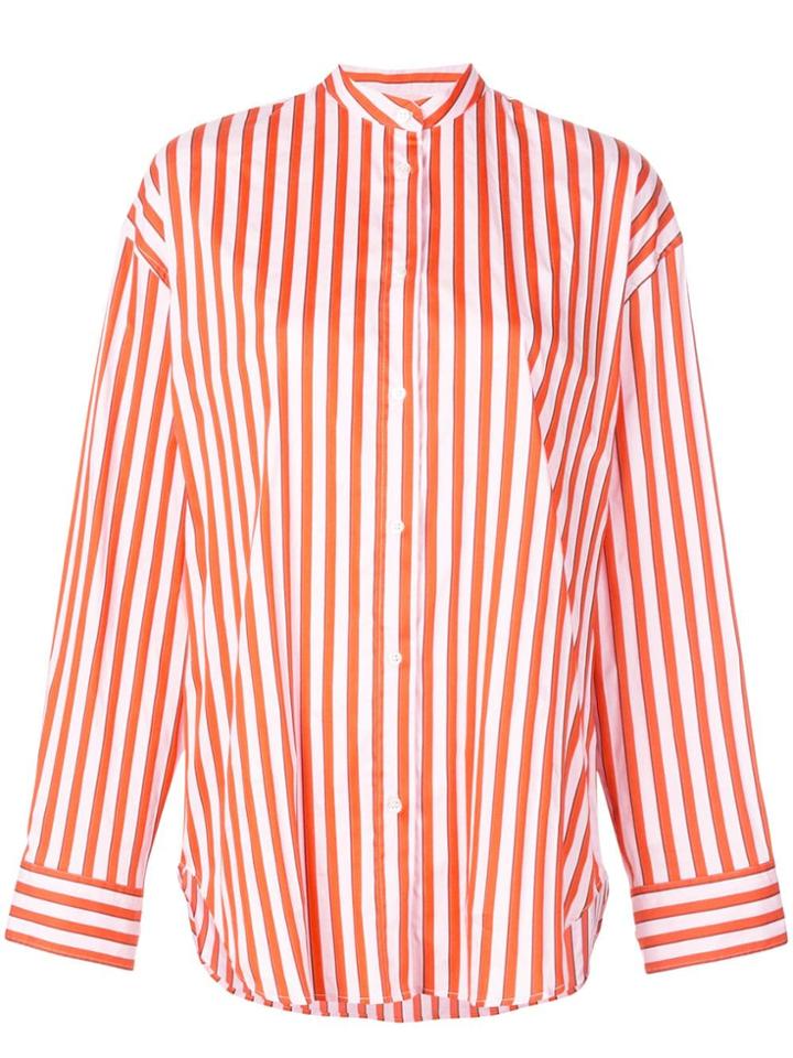 Msgm Striped Button Shirt - Orange