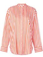 Msgm Striped Button Shirt - Orange