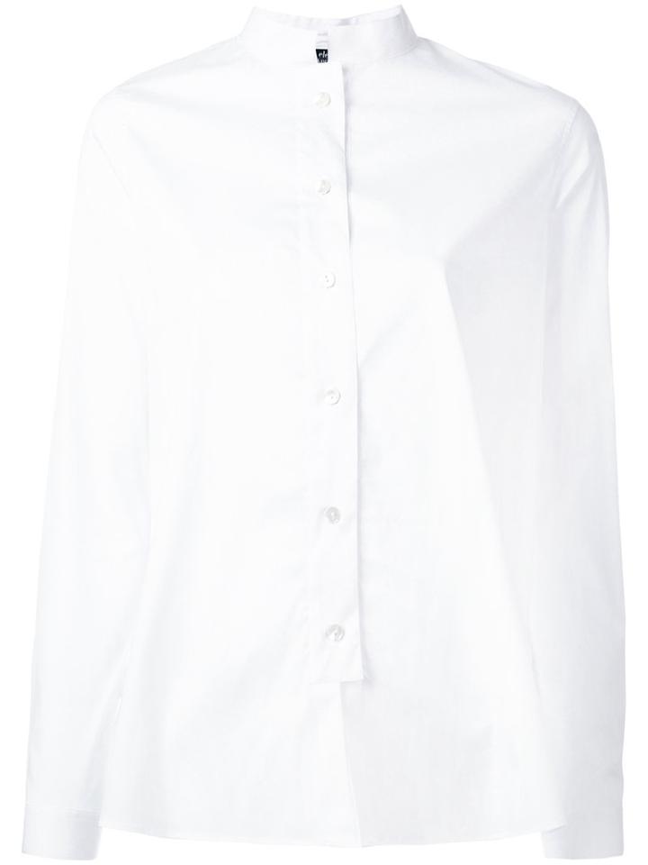 Eleventy Band Collar Shirt, Women's, Size: 46, White, Cotton/polyester