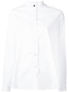 Eleventy Band Collar Shirt, Women's, Size: 46, White, Cotton/polyester