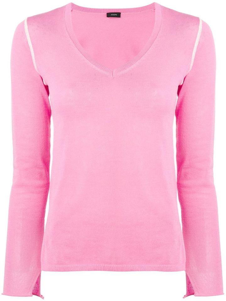 Joseph Knitted V-neck Jumper - Pink