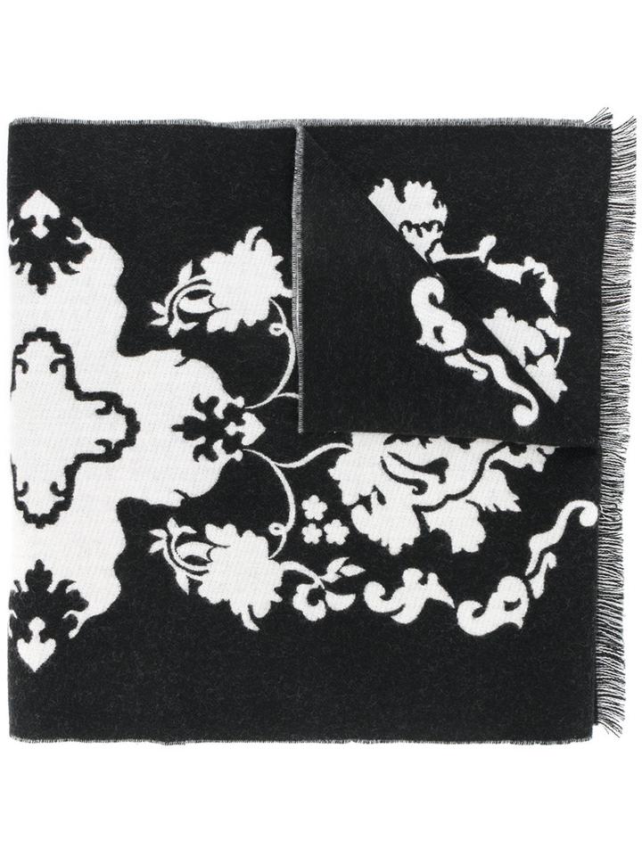Alexander Mcqueen - Baroque Skull Knit Scarf - Men - Wool - One Size, Black, Wool