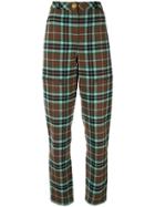 Chanel Pre-owned Plaid Tapered Trousers - Green