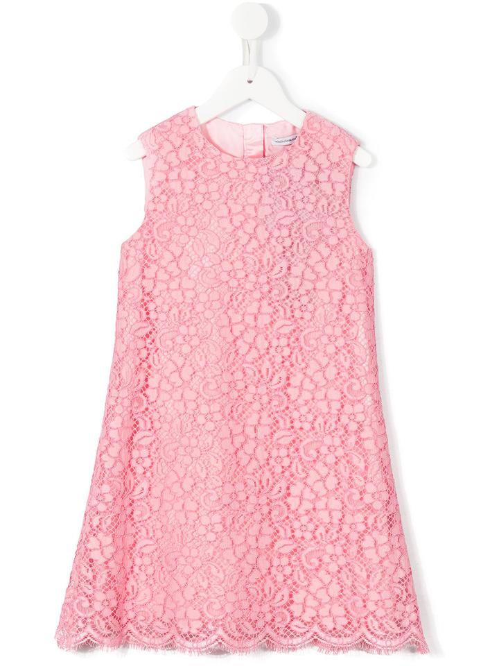 Dolce & Gabbana Kids Floral Lace Dress, Size: 8 Yrs, Pink/purple