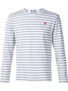 Comme Des Garçons Play Mini Heart Striped T-shirt, Men's, Size: Xl, Grey, Cotton