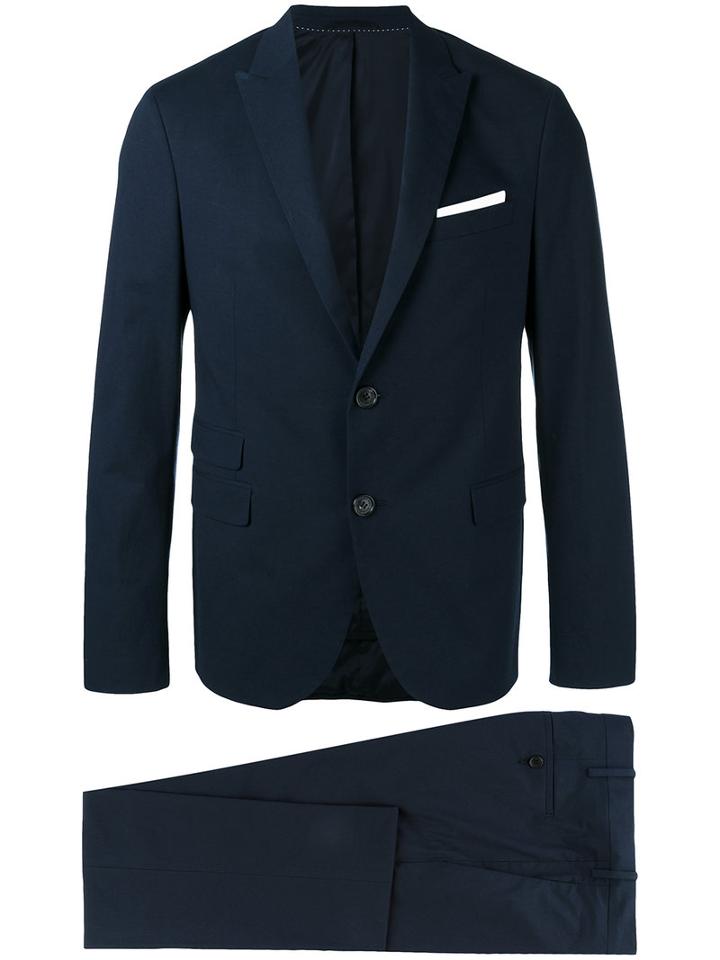 Neil Barrett - Deconstructed Narrow Peak Suit - Men - Cotton/polyester/spandex/elastane/viscose - 50, Blue, Cotton/polyester/spandex/elastane/viscose