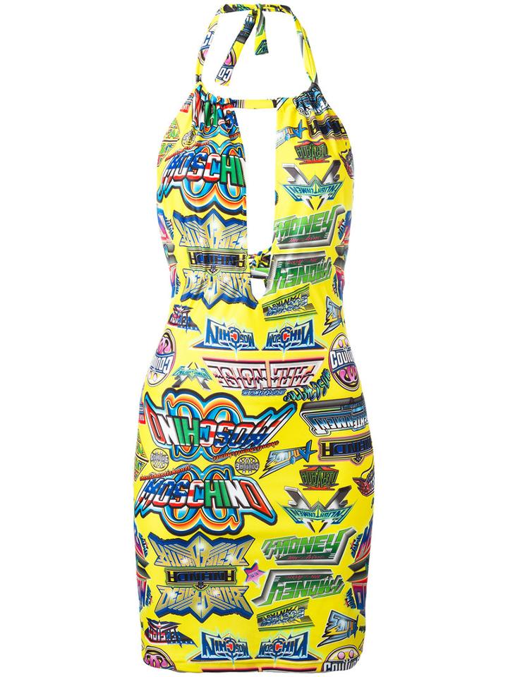 Moschino - Comic Logo Print Dress - Women - Polyamide/spandex/elastane - Xs, Yellow/orange, Polyamide/spandex/elastane