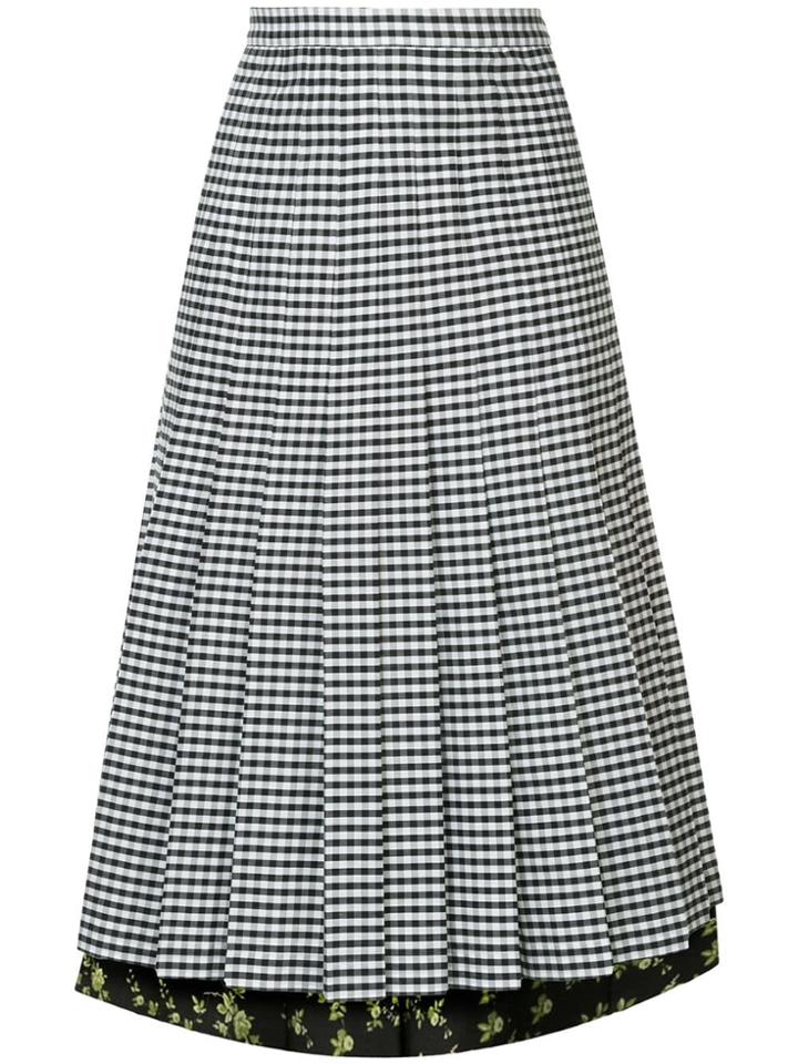 No21 Pleated Gingham Skirt - Black