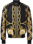 Versace Lenticular Foulard Bomber Jacket, Men's, Size: 48, Black, Cotton/acrylic/viscose/spandex/elastane