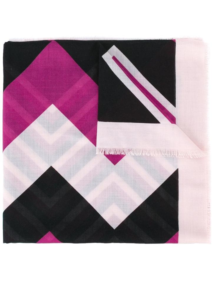 Salvatore Ferragamo Geometric Print Scarf - Pink & Purple
