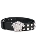 Versace - Medusa Buckle Belt - Women - Leather - 85, Black, Leather