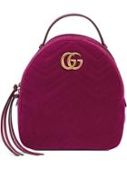 Gucci Gg Marmont Velvet Backpack - Pink & Purple