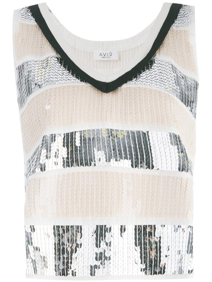 Aviù - Sequin Embellished Tank Top - Women - Polyamide/polyester/cotton - 42, Polyamide/polyester/cotton